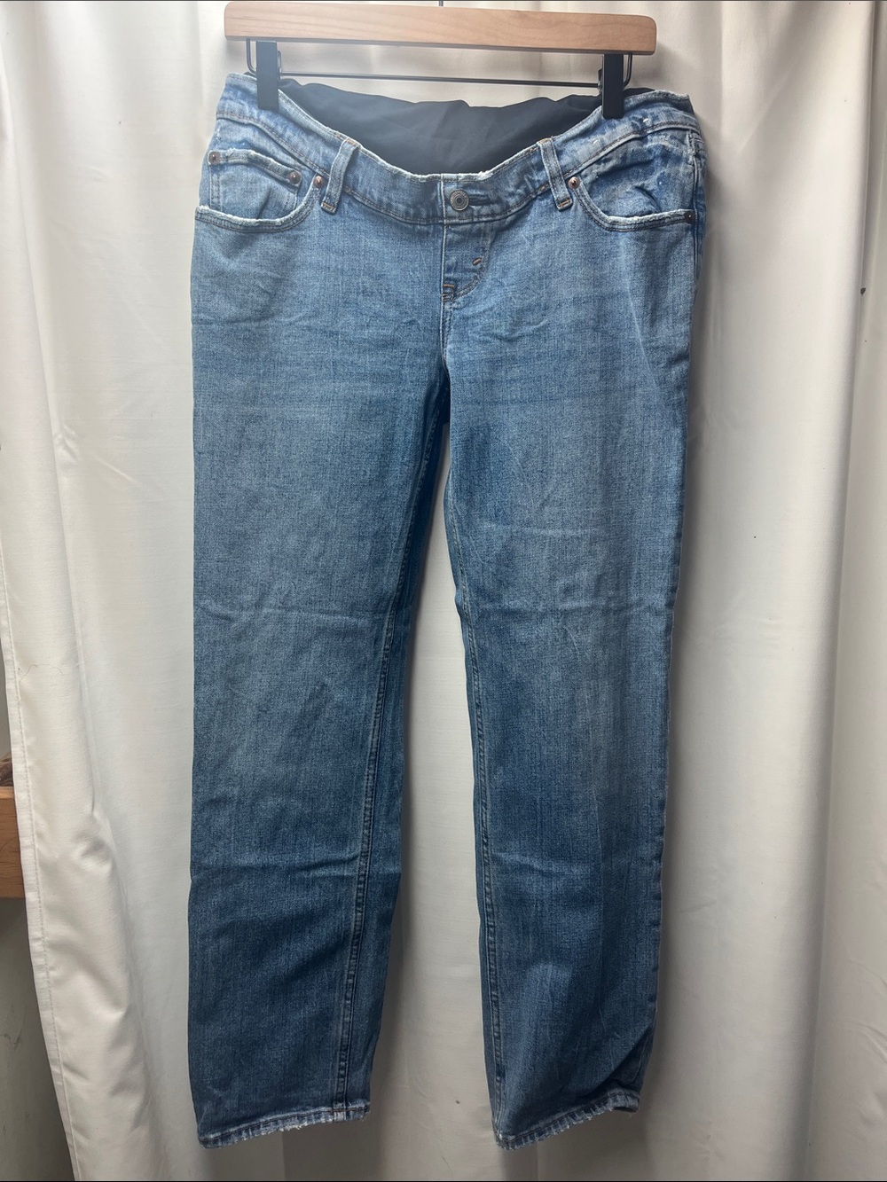 Abercrombie & Fitch Maternity Full Panel Ankle Straight Light Wash Jeans- 28 L - Picture 2 of 4